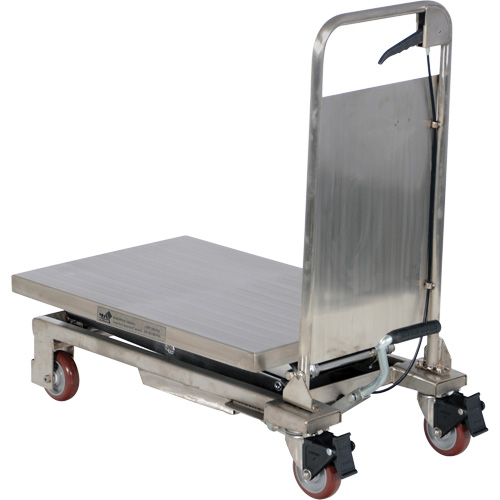 Manual Hydraulic Scissor Lift Table, 27-1/2" L x 17-3/4" W, Partial Stainless Steel, 220 lbs. Capacity Moffatt Supply & Specialties