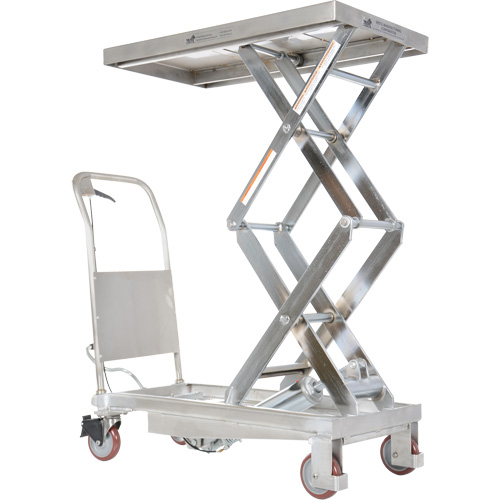Manual Hydraulic Scissor Lift Table, 35-1/2" L x 20" W, Partial Stainless Steel, 800 lbs. Capacity Moffatt Supply & Specialties