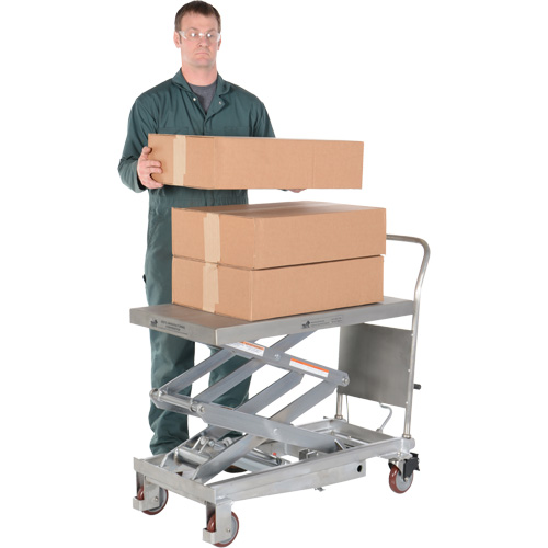 Manual Hydraulic Scissor Lift Table, 35-1/2" L x 20" W, Partial Stainless Steel, 800 lbs. Capacity Moffatt Supply & Specialties