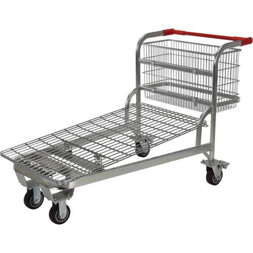 Nestable Wire Cart, Steel, 28-3/4" x 37-1/16" x 59-5/8", 275 lbs. Capacity Moffatt Supply & Specialties