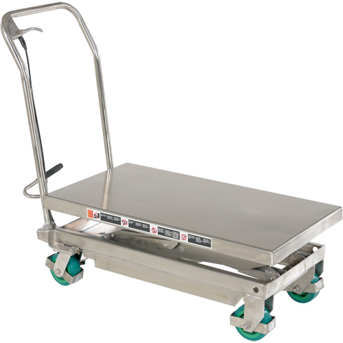 Manual Hydraulic Scissor Lift Table, 36-1/4" L x 19-3/8" W, Stainless Steel, 600 lbs. Capacity Moffatt Supply & Specialties