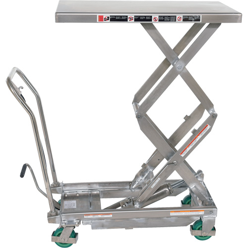 Manual Hydraulic Scissor Lift Table, 36-1/4" L x 19-3/8" W, Stainless Steel, 600 lbs. Capacity Moffatt Supply & Specialties