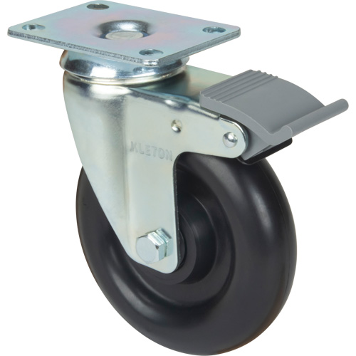 Caster, Swivel with Brake, 5" (127 mm), Polyolefin, 250 lbs. (113.4 kg) Moffatt Supply & Specialties
