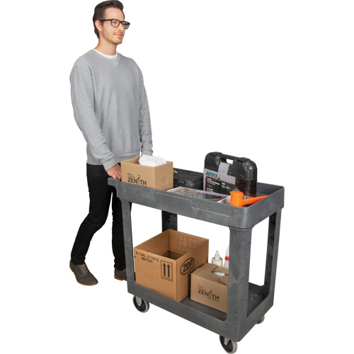 Utility Service Cart, 2 Tiers, 16-1/2" x 32-1/2" x 34-1/2", 550 lbs. Capacity Moffatt Supply & Specialties