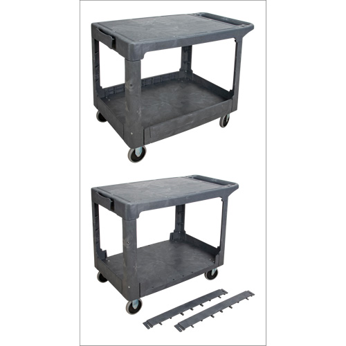 Chariot utilitaire pour l'entretien avec tablette plate, 2 tiers, 25-1/4" x 32-1/4" x 44", Capacit&eacute; 550 lb Moffatt Supply & Specialties