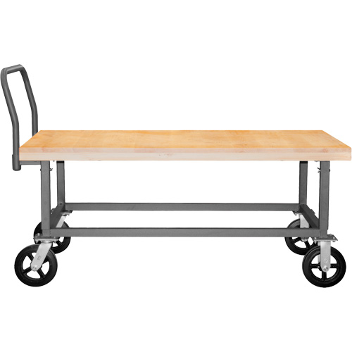 Chariot &agrave; plateforme ajustable en bois, 48" lo x 24" la, Capacit&eacute; de 1800 lb, Roues en Caoutchouc moul&eacute; Moffatt Supply & Specialties