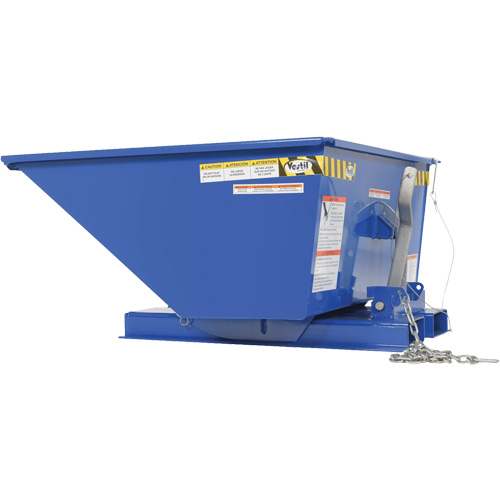 Low Profile D-Style Self Dumping Hopper, Steel, 1/3 cu.yd., Blue Moffatt Supply & Specialties