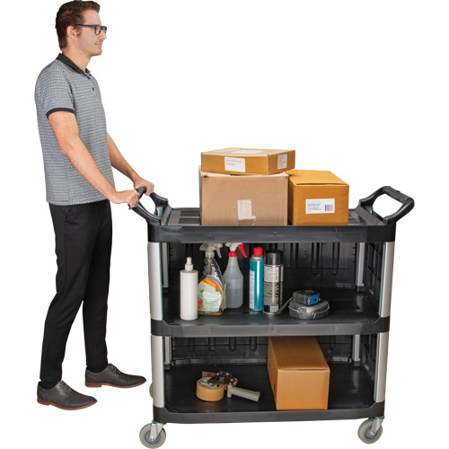 Utility Cart, 3 Tiers, 19-3/4" x 37-1/2" x 40-1/4", 250 lbs. Capacity Moffatt Supply & Specialties