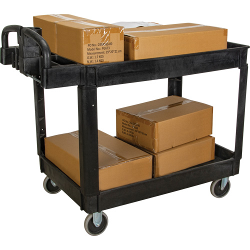 Utility Cart, 2 Tiers, 25-5/8" x 33-1/2" x 43-3/4", 550 lbs. Capacity Moffatt Supply & Specialties