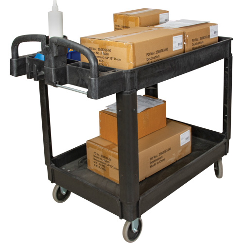 Utility Cart, 2 Tiers, 25-5/8" x 33-1/2" x 43-3/4", 550 lbs. Capacity Moffatt Supply & Specialties
