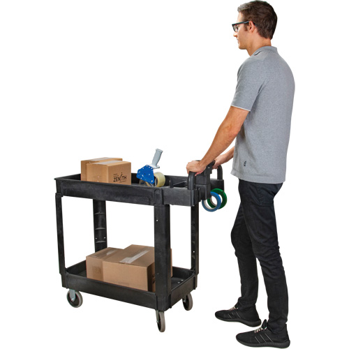 Utility Cart, 2 Tiers, 17-1/8" x 33-1/2" x 37-5/8", 550 lbs. Capacity Moffatt Supply & Specialties