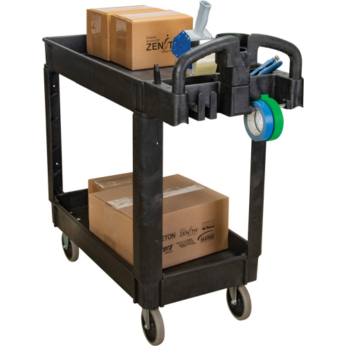 Utility Cart, 2 Tiers, 17-1/8" x 33-1/2" x 37-5/8", 550 lbs. Capacity Moffatt Supply & Specialties