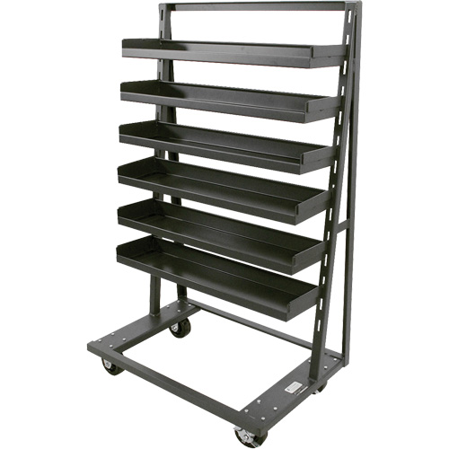 Chariot &agrave; cadre en A robuste &agrave; un c&ocirc;t&eacute; avec 6 plateaux &agrave; rebords, 38" x 25" x 63", Capacit&eacute; 2500 lb Moffatt Supply & Specialties