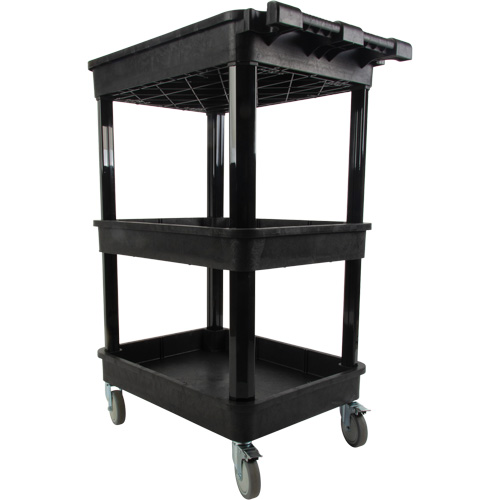 Utility Cart with Deep Lip Shelf, 3 Tiers, 19" x 39-1/2" x 28-1/4", 330 lbs. Capacity Moffatt Supply & Specialties