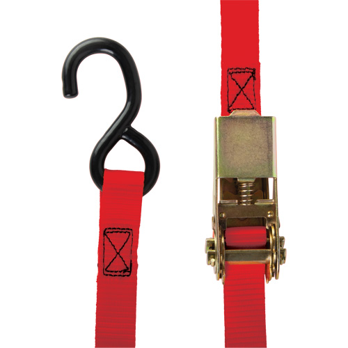 Ratchet Strap, S-Hook, 1" W x 12' L, 2200 lbs. (998 kg) Working Load Limit Moffatt Supply & Specialties