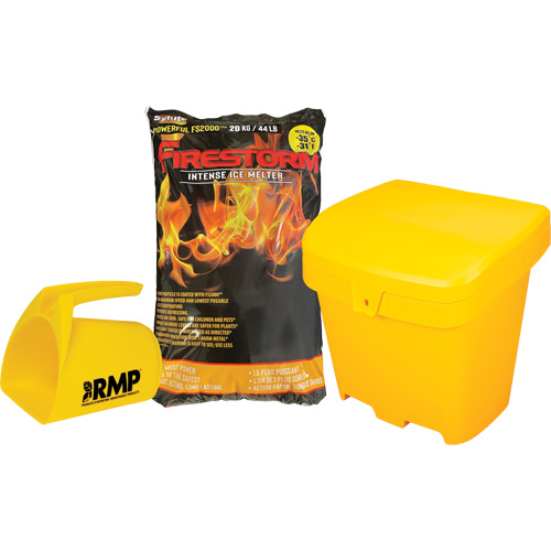 Ensemble de produit de d&eacute;glaçage intense Firestorm avec 56 sacs, Sac, 44 lb (20 kg), Point de fonte -32°C (-25°F) Moffatt Supply & Specialties