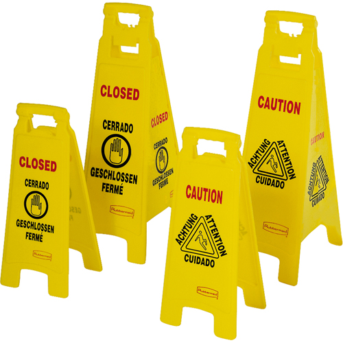 Wet Floor Safety Signs, Quadrilingual with Pictogram Moffatt Supply & Specialties