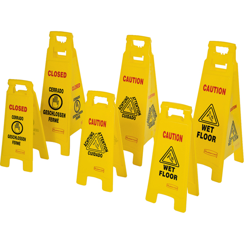 Wet Floor Safety Signs, Quadrilingual with Pictogram Moffatt Supply & Specialties