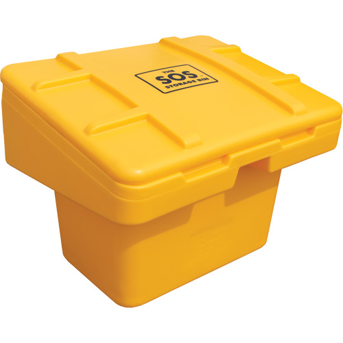 Salt Sand Container SOS, With Hasp, 30" x 24" x 24", 5.5 cu. Ft., Yellow Moffatt Supply & Specialties
