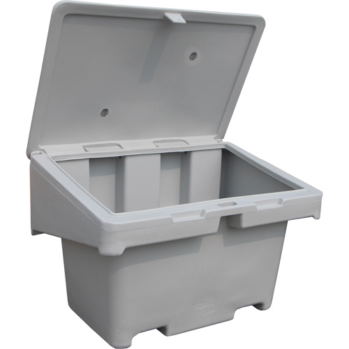 Contenants pour sel & sable SOS, Avec Moraillon, 42" x 29" x 30", 11 pi³, Gris Moffatt Supply & Specialties