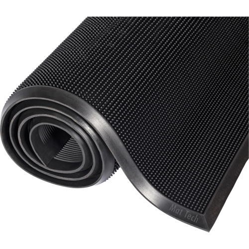 Mat-A-Dor Mat, Rubber, Scraper Type, Finger Tip Style Pattern, 3' x 6', Black Moffatt Supply & Specialties