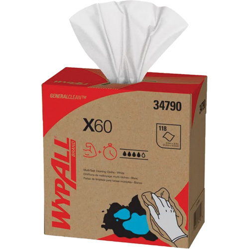 WypAll&reg; X60 Wipers, All-Purpose, 16-3/4" L x 8-3/8" W Moffatt Supply & Specialties