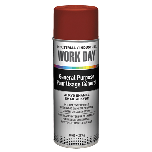 Peinture industrielle Work Day, Rouge, Tr&egrave;s mat, 10 oz, Canette a&eacute;rosol Moffatt Supply & Specialties
