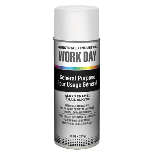 Peinture industrielle Work Day, Blanc, Tr&egrave;s mat, 10 oz, Canette a&eacute;rosol Moffatt Supply & Specialties