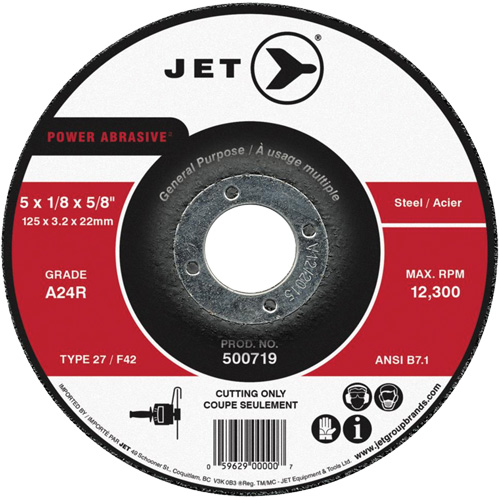 Power Abrasive Cut-Off Wheel, 4-1/2" x 1/8", 7/8" Arbor, Type 27, 13300 RPM Moffatt Supply & Specialties