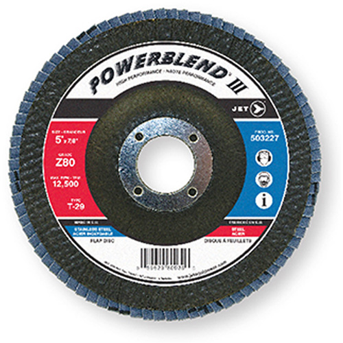 Disque &agrave; lamelles PowerBlend, 7" x 7/8", Type 29, Grain Z120, Alumine de zirconium Moffatt Supply & Specialties