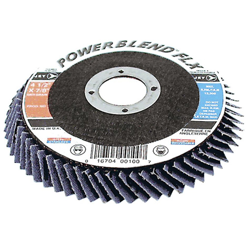 PowerBlend FLX Flexible Flap Disc, 4-1/2" x 7/8", Type 27, Z60 Grit, Zirconia Alumina Moffatt Supply & Specialties