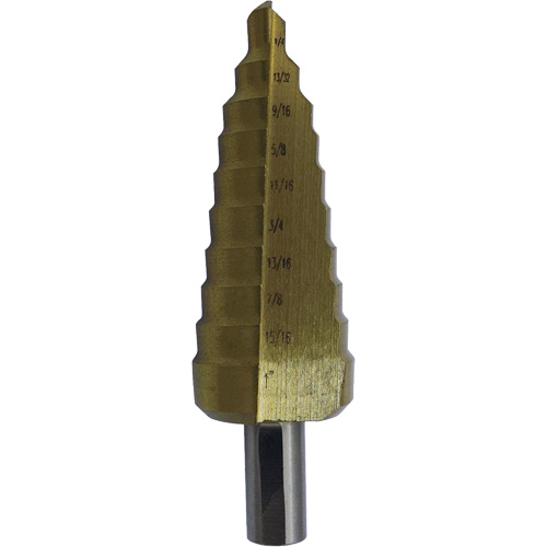 JET-KUT&reg; Super Premium M35 Step Drill, 3/16" - 1/2" , 1/16" Increments, High Speed Steel Moffatt Supply & Specialties