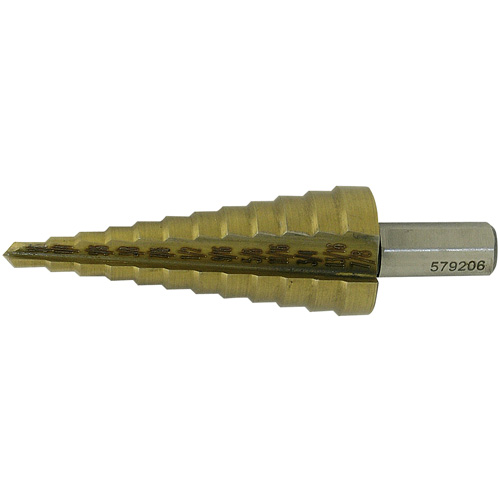 JET-KUT&reg; Super Premium M35 Step Drill, 3/16" - 7/8" , 1/16" Increments, High Speed Steel Moffatt Supply & Specialties