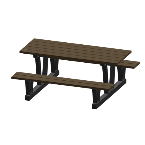 Recycled Plastic Outdoor Picnic Tables, 72" L x 60-5/16" W, Walnut Moffatt Supply & Specialties
