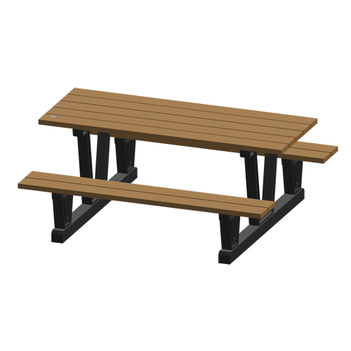 Recycled Plastic Outdoor Picnic Tables, 72" L x 60-5/16" W, Redwood Moffatt Supply & Specialties