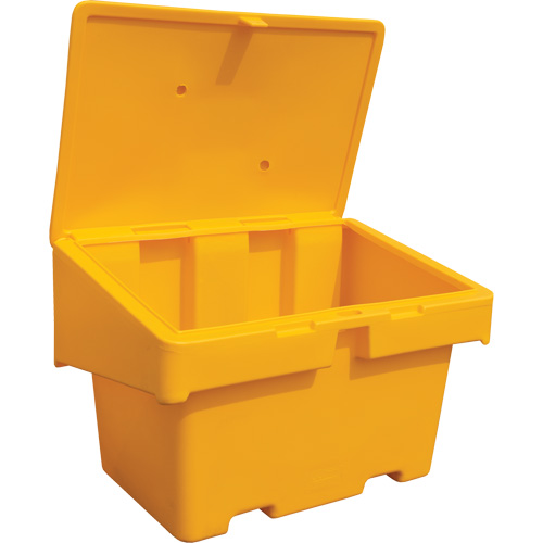 Salt Sand Container SOS, With Hasp, 48" x 33" x 34", 18.5 cu. Ft., Yellow Moffatt Supply & Specialties