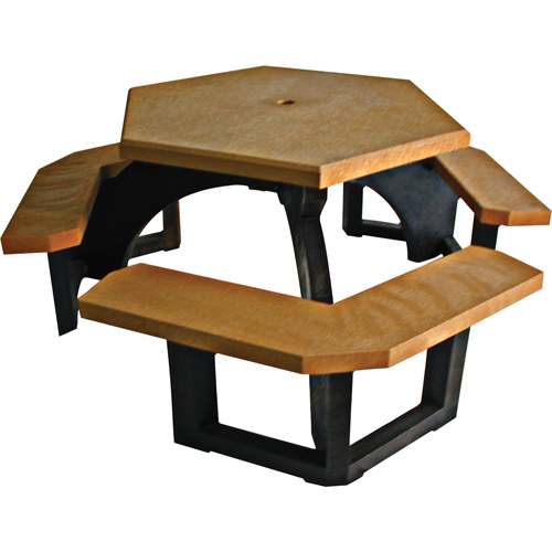 Recycled Plastic Hexagon Picnic Tables, 78" L x 78" W, Cedar Moffatt Supply & Specialties