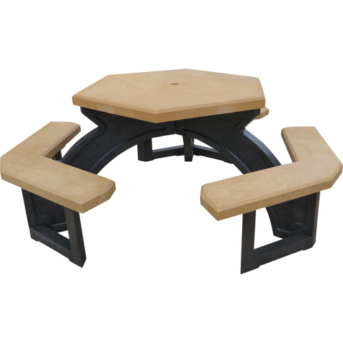 Recycled Plastic Hexagon Picnic Tables, 78" L x 78" W, Cedar Moffatt Supply & Specialties