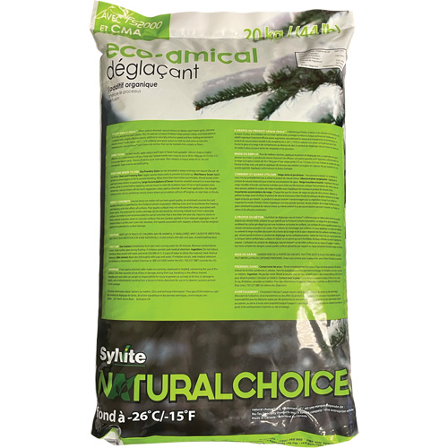 Natural Choice Ice Melters, Bag, 44 lbs.(20 kg), -26°C (-14.8°F) Melting Point Moffatt Supply & Specialties