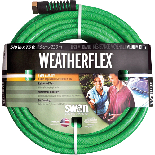 Weatherflex Medium Duty Garden Hoses, Vinyl, 5/8" dia. x 75' Moffatt Supply & Specialties