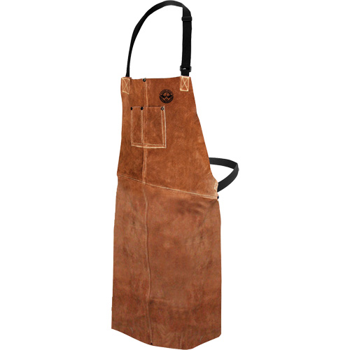 Leather Welding Apron, Bib, 36" L, Brown Moffatt Supply & Specialties