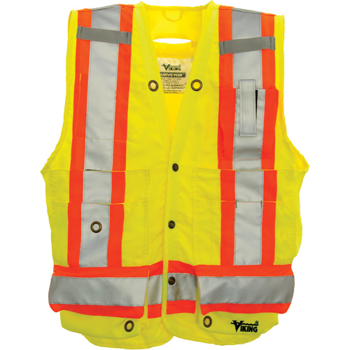 Surveyor Safety Vest, High Visibility Lime-Yellow, Large, Polyester Moffatt Supply & Specialties