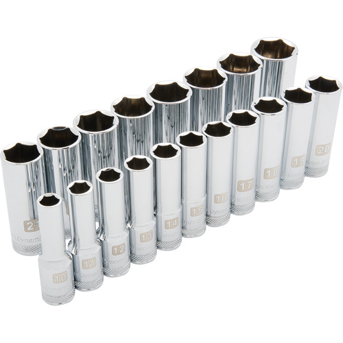 Metric Socket Set, 19 Pcs, 1/2" Drive Size, Deep Moffatt Supply & Specialties
