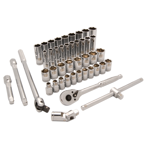 Jeu de douilles m&eacute;triques, 43 Mcx, Prise de 1/2", Profond Moffatt Supply & Specialties
