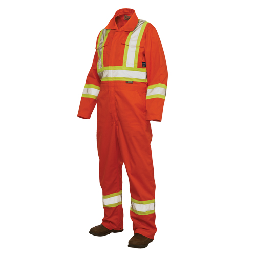 Unlined Safety Coveralls, Large, High Visibility Orange Moffatt Supply & Specialties