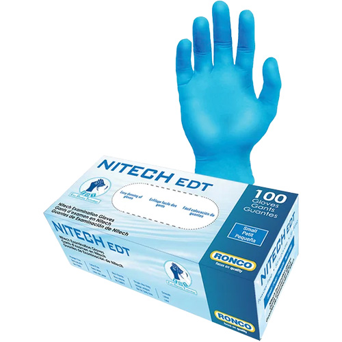 EDT&reg; Examination Gloves, Small, Nitech&reg;, 5-mil, Powder-Free, Blue, Class 2 Moffatt Supply & Specialties