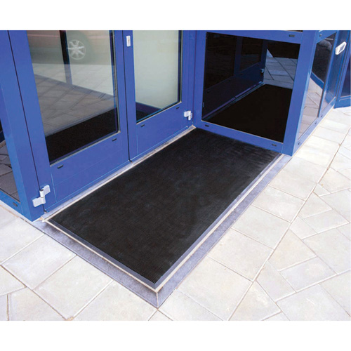 Gritstop Fingermat Matting, Rubber, Scraper Type, Textured Pattern, 2' x 2-2/3', Black Moffatt Supply & Specialties