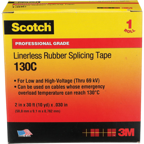 Ruban d'&eacute;pissage sans support en caoutchouc de calibre professionnel Scotch, 50,8 mm (2") la x 9 m (30') lo, 30 mils, Noir Moffatt Supply & Specialties