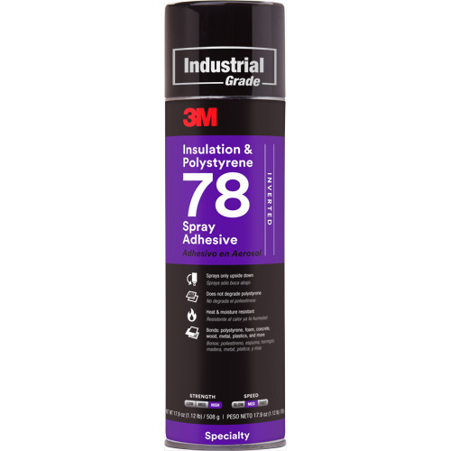 Polystyrene Foam Insulation 78 Spray Adhesive, 24 oz., Aerosol Can, Clear Moffatt Supply & Specialties