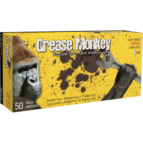 Gants Grease Monkey, Grand, Nitrile, 8 mils, Sans poudre, Noir Moffatt Supply & Specialties